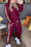 Leopard Hoodie And Jogger Sweatpants Tracksuit Ruby