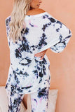 Boat Neck Top Pocket Pants Two Piece Sleepwear Set