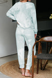 Tie Dye Pullover Sweatshirt Pocket Pants Loungewear Light Blue