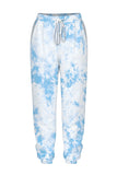 Casual Tie Dye Loose Sweatshirt Jogger Sportswear Light Blue