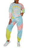 Round Neck Oversized Sweatshirt Jogger Pajama Set Oliver Green