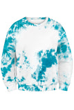 Loose Long Sleeve Tie Dye Pullover Sweatshirt Pajama Set With Jogger Turquoise