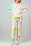 Tie Dye Sweatshirt High Waisted Jogger Set White