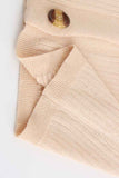 Sexy V Neck Button Down Ribbed Top Shorts Sweater Set Khaki