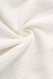 Drop Shoulder Ribbed Button Down Sweater Shorts Set White