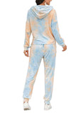 Casual Tie Dye Drawstring Top Jogger Sportswear Light Blue