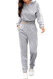 Casual Cropped Hoodie Jogger Tracksuit Gray