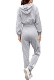 Casual Cropped Hoodie Jogger Tracksuit Gray