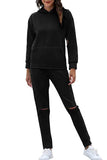 Long Sleeve Loose Hoodie High Wasited Sweatpants Tracksuit Black
