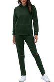 Casual Long Sleeve Hoodie Sweatpants Sportswear Dark Green