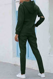 Casual Long Sleeve Hoodie Sweatpants Sportswear Dark Green