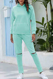 Solid Cut Out Hoodie Tracksuit Green