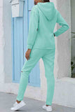 Solid Cut Out Hoodie Tracksuit Green