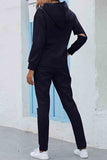 Cut Out Hoodie Sweatpants Solid Sportswear Navy Blue