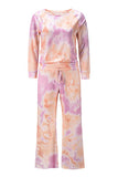 Raglan Sleeve Tie Dye Sweatshirt Pants Pajama Set Purple