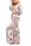 Tie Dye Pullover Top High Waisted Pants Loungewear Pink