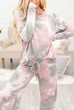 Tie Dye Pullover Top High Waisted Pants Loungewear Pink