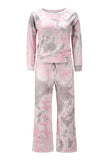 Tie Dye Pullover Top High Waisted Pants Loungewear Pink