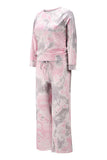 Tie Dye Pullover Top High Waisted Pants Loungewear Pink