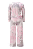 Tie Dye Pullover Top High Waisted Pants Loungewear Pink