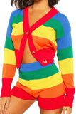 Button Front Top High Waisted Shorts Colorful Tracksuit Tangerine