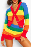 Button Front Top High Waisted Shorts Colorful Tracksuit Tangerine