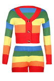 Button Front Top High Waisted Shorts Colorful Tracksuit Tangerine