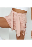 Solid Crop Top And Ruched Shorts Two Piece Lounge Sets