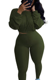 Sexy Ribbed Two Pieces Sportswear Olive