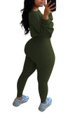 Sexy Ribbed Two Pieces Sportswear Olive