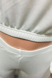 Women Ribbed Cropped Top + Leggings Sports Set White