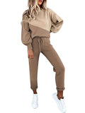 2 Piece Women Tracksuit Lantern Sleeve Top And Pants Set