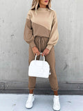 2 Piece Women Tracksuit Lantern Sleeve Top And Pants Set