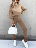 2 Piece Women Tracksuit Lantern Sleeve Top And Pants Set