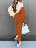 2 Piece Women Tracksuit Lantern Sleeve Top And Pants Set