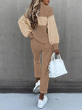 2 Piece Women Tracksuit Lantern Sleeve Top And Pants Set