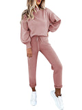 2 Piece Women Tracksuit Lantern Sleeve Top And Pants Set