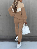 2 Piece Women Tracksuit Lantern Sleeve Top And Pants Set
