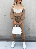2 Piece Women Tracksuit Lantern Sleeve Top And Pants Set