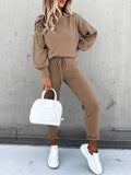 2 Piece Women Tracksuit Lantern Sleeve Top And Pants Set