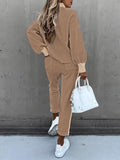 2 Piece Women Tracksuit Lantern Sleeve Top And Pants Set
