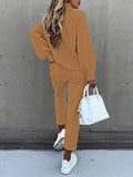 2 Piece Women Tracksuit Lantern Sleeve Top And Pants Set