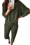 Solid Long Sleeve Ribbed Lounge Pant Set