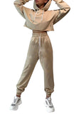 Womens Tracksuit Set Long Sleeve Hoodie Jogger Set Khaki