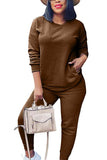 Womens Two Piece Outfit Crew Neck Top And Pants Set