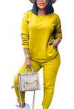 Solid Long Sleeve Shirt Long Pants Sleepwear Tracksuit