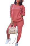 Solid Sweatshirt And Jogger Pants Loungewear Tracksuit