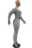 Solid Ruched Crop Top And Bodycon Pants Sweatsuits For Women