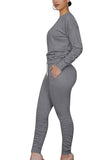 Crew Neck Pullover Top Plain Tracksuit Lounge Set