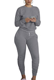 Crew Neck Pullover Top Plain Tracksuit Lounge Set